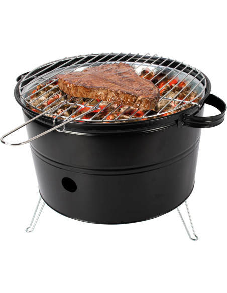 Barbecue à charbon de table rond de 35 cm avec grille portable pour le camping