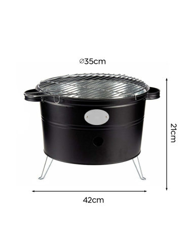 Barbecue à charbon de table rond de 35 cm avec...
