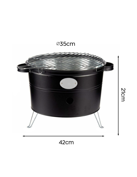 Barbecue à charbon de table rond de 35 cm avec grille portable pour le camping