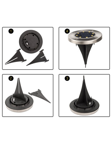 4 pz Projecteur d'Escalier Solaire 8 LED...