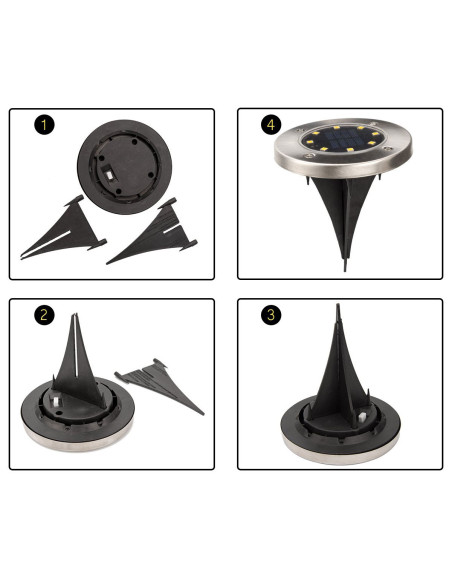 2 pz Projecteur Escalier Solaire avec 8 LED Lumière Froide Imperméable Extérieur