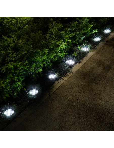 2 pz Projecteur Escalier Solaire avec 8 LED Lumière Froide Imperméable Extérieur