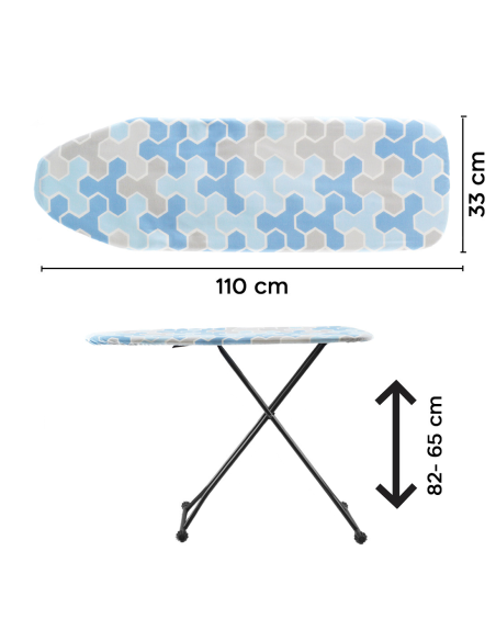 Table à Repasser Structure en Acier Pliable Réglable en Hauteur avec Crochet