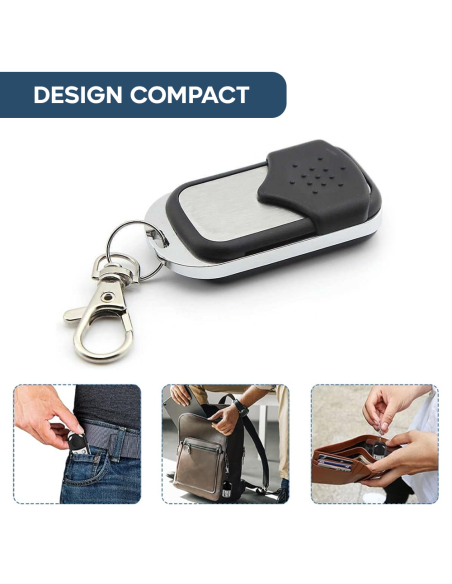 4 pz Télécommande universelle 4 canaux 433 MHz multifonction poche avec crochet