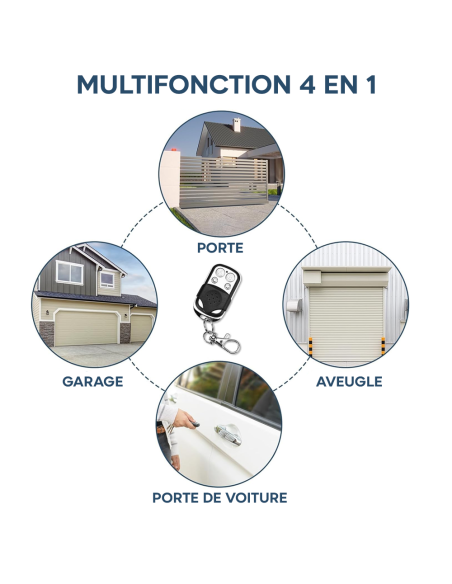 2 pz Télécommande Universelle 4 canaux 433MHz Multifonction Poche avec Crochet