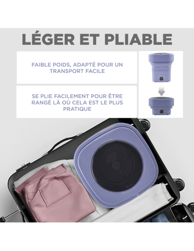 Mini Lave-linge Portable Pliable avec Essorage...