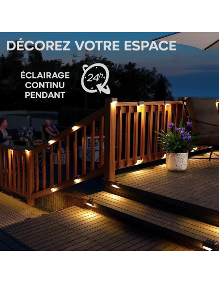 Lot de 4 lampes solaires étanches pour ampoule chaude rechargeable extérieure