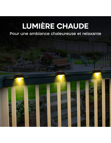 Lampe solaire rechargeable 8 pièces IP66 lumière chaude extérieur
