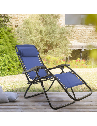 Set 2 chaises pliantes Gravità Zero avec dossier inclinable poltrona textilène