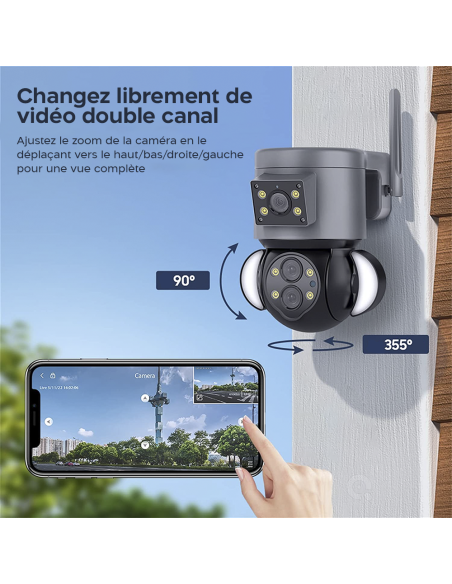 Caméra WiFi Zoom 10X extérieure en 4K HD avec Grand Angle et Double Objectif
