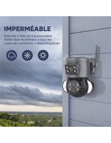 Caméra WiFi Zoom 10X extérieure en 4K HD avec Grand Angle et Double Objectif