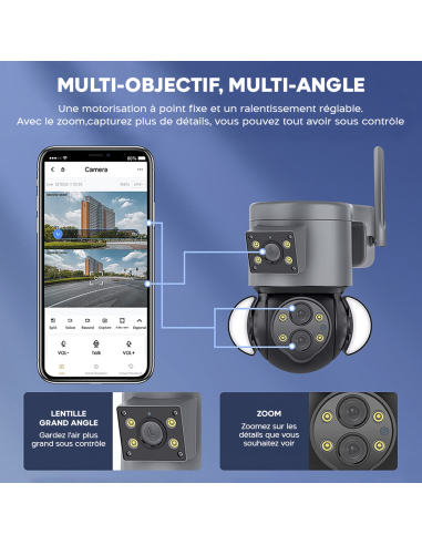 Caméra WiFi Zoom 10X extérieure en 4K HD avec...