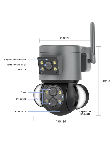 Caméra WiFi Zoom 10X extérieure en 4K HD avec...