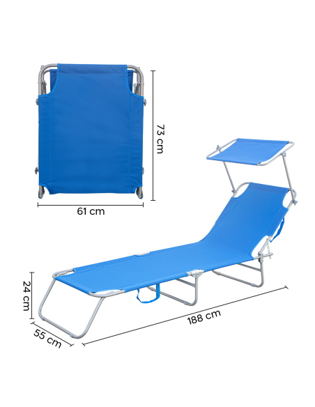 2309P Transat pliant avec dossier réglable et parasol
