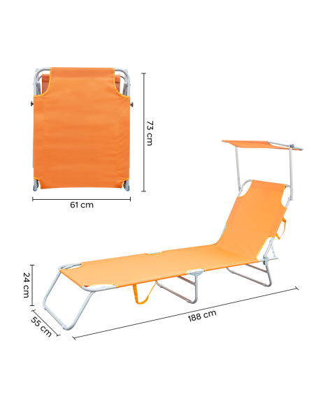 2309P Transat pliant avec dossier réglable et parasol