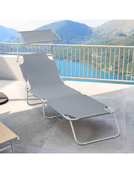 2309P Transat pliant avec dossier réglable et parasol