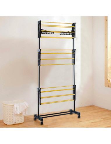 Étendoir à linge vertical 3 étagères pliantes...