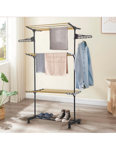 Étendoir à linge vertical 3 étagères pliantes...