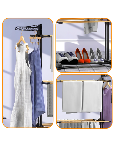 Étendoir à linge vertical 3 étagères pliantes...