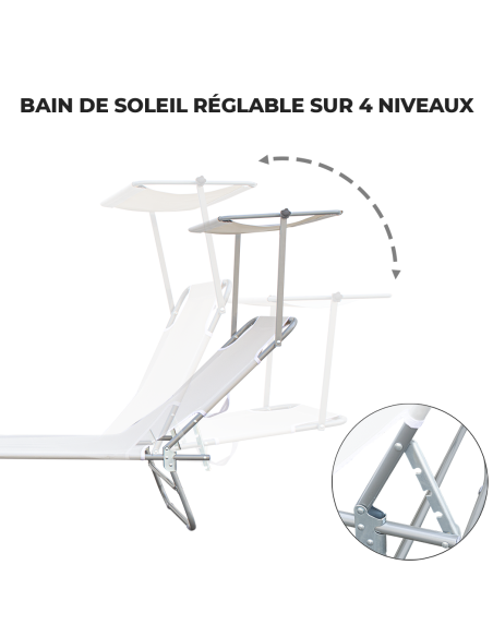 2309P Transat pliant avec dossier réglable et parasol
