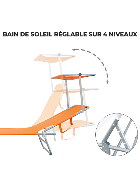 2309P Transat pliant avec dossier réglable et parasol