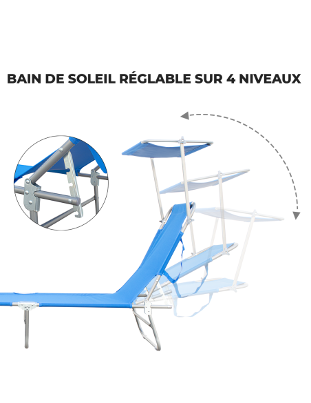 2309P Transat pliant avec dossier réglable et parasol