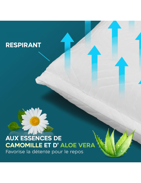 Oreiller en Memory Foam Cervical Fresco Respiro avec Essence d'Aloe Vera