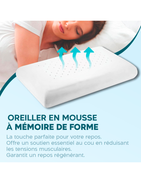 Oreiller en Memory Foam Cervical Fresco Respiro avec Essence d'Aloe Vera