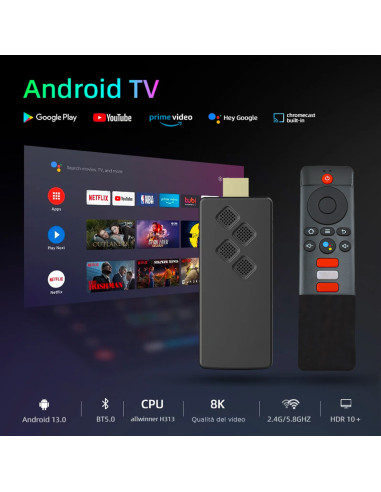 TV Box Stick Streaming 8K HD ANDROID Connexion...