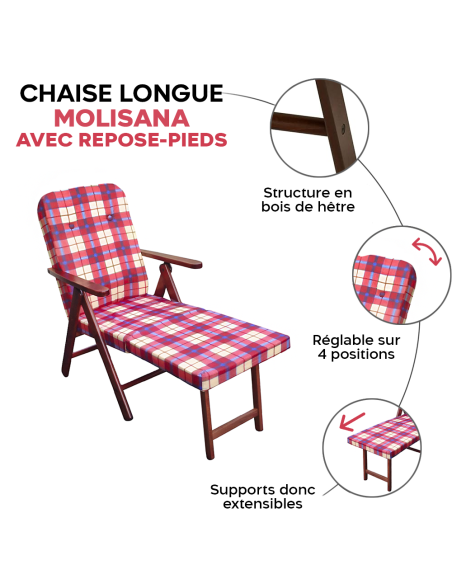 MOLISANA Artlegno Fauteuil inclinable Repose-pieds amovible Structure en bois