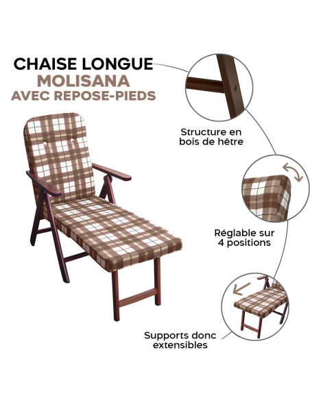 MOLISANA Artlegno Fauteuil inclinable Repose-pieds amovible Structure en bois