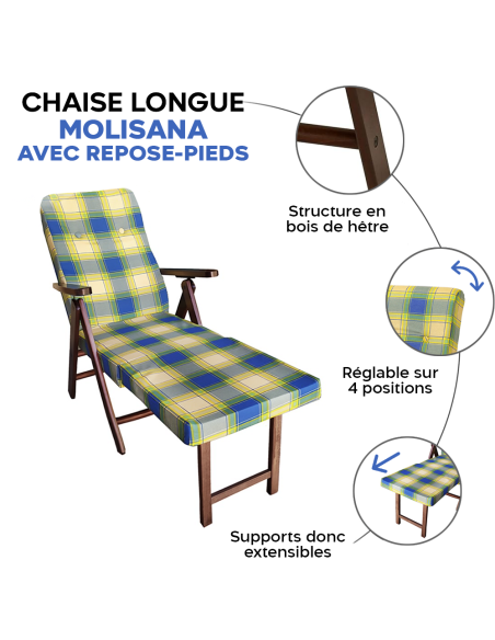 MOLISANA Artlegno Fauteuil inclinable Repose-pieds amovible Structure en bois