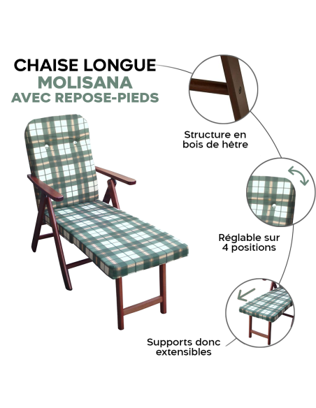 MOLISANA Artlegno Fauteuil inclinable Repose-pieds amovible Structure en bois