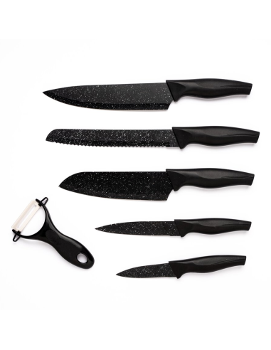 Ensemble de 5 couteaux de cuisine en pierre avec éplucheur en céramique
