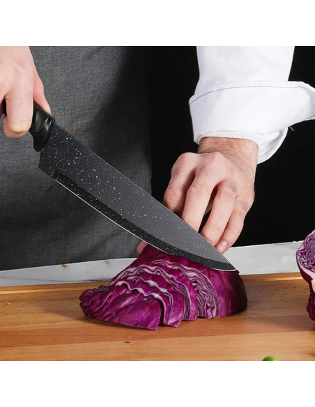 Ensemble de 5 couteaux de cuisine en pierre avec éplucheur en céramique