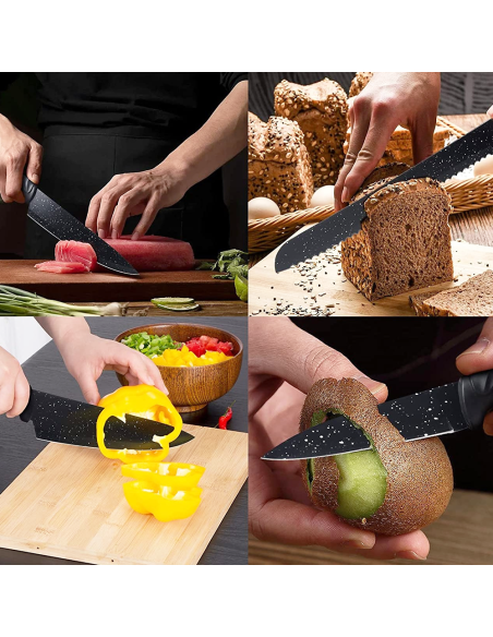 Ensemble de 5 couteaux de cuisine en pierre avec éplucheur en céramique