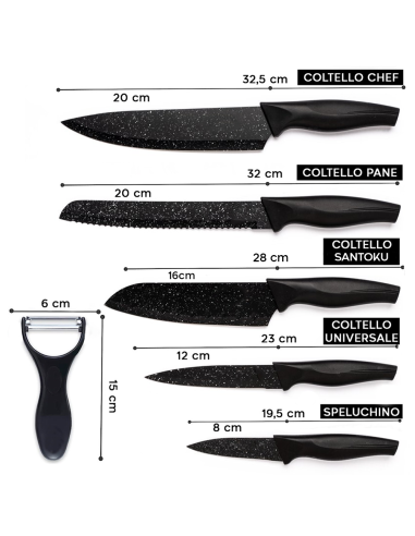 Ensemble de 5 couteaux de cuisine en pierre...