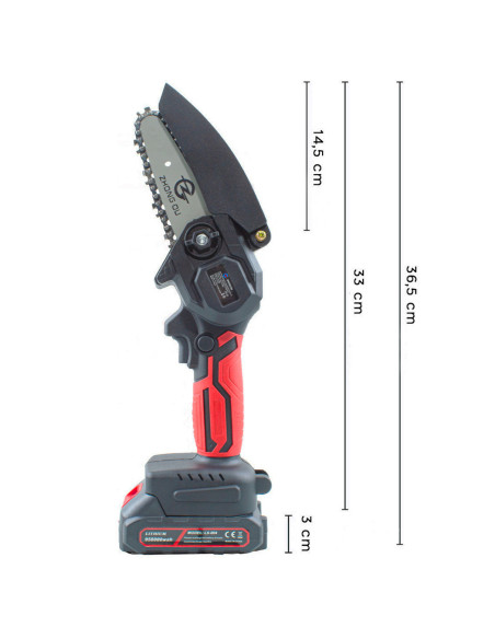 Mini Tronçonneuse Double Batterie 21V Sans Fil 4 Pouces avec Étui