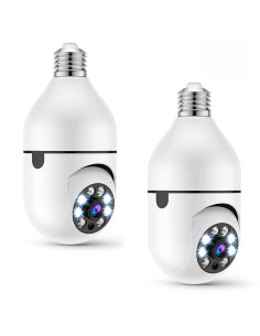 2 pièces Caméra Wi-Fi lampe cachée ampoule intérieure et...