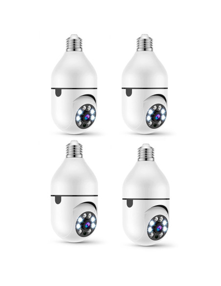 4 pièces Caméra Wi-Fi, lampe cachée, ampoule intérieure et extérieure, Zoom