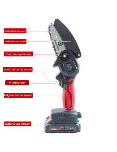 Mini Tronçonneuse Double Batterie 21V Sans Fil...