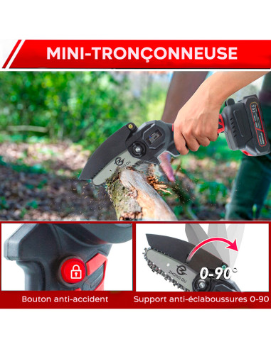 Mini Tronçonneuse Double Batterie 21V Sans Fil...