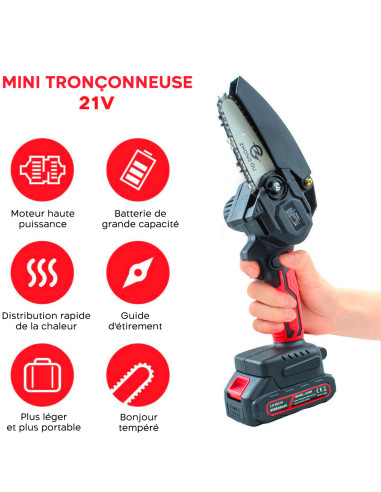 Mini Tronçonneuse Double Batterie 21V Sans Fil...