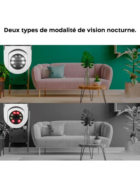 2 pièces Caméra Wi-Fi lampe cachée ampoule intérieure et extérieure Zoom