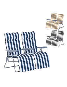 2 chaises plage inclinables acier coussin rembourré à...