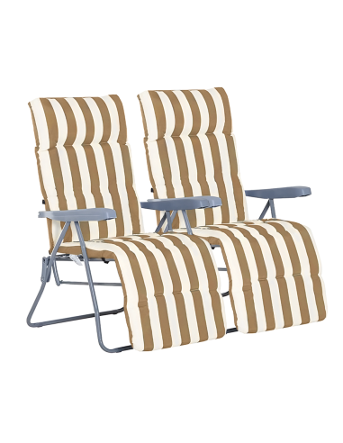 2 chaises plage inclinables acier coussin...