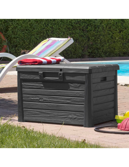 Coffre conteneur Rangement 160 LT en Résine Effet Bois pour Jardin 50.5x46.5x73