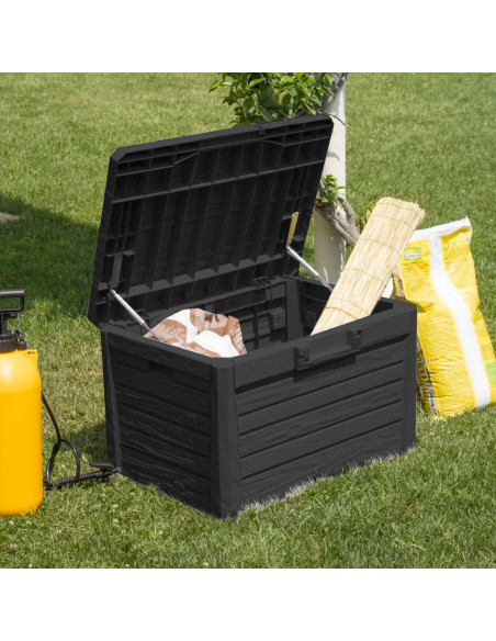 Coffre conteneur Rangement 160 LT en Résine Effet Bois pour Jardin 50.5x46.5x73