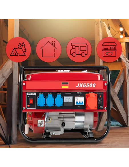 Générateur Courant Moteur Essence 4 Temps Groupe Électrogène 5,5CV 196cc 2000W