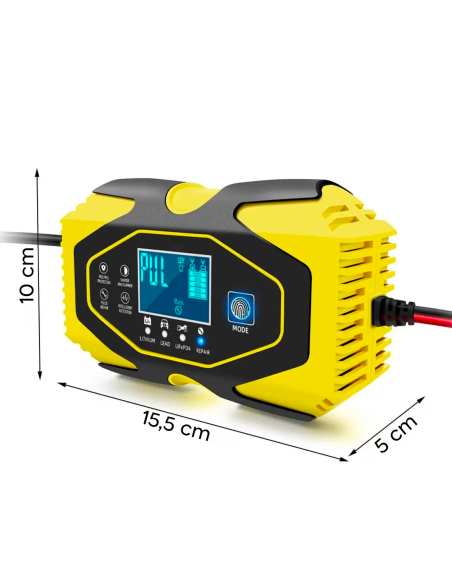 Chargeur batterie voiture moto batteries lithium plomb 12-24V câbles et écran